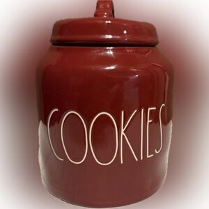 Rae Dunn ‘COOKIES’ Red Chubby Ceramic Cookie Jar/Canister w/Lid